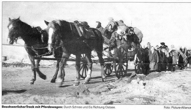Fluechtlingstreck mit Pferdewagen